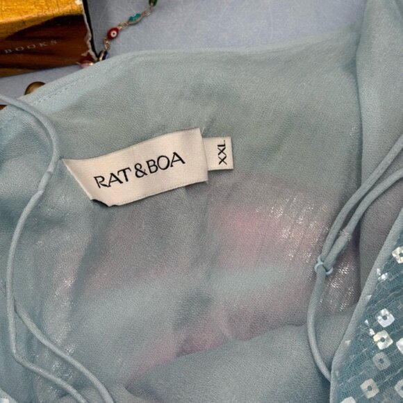 🆕 RAT & BOA 🧿 NWOT Marisol Blue Floral Printed Sequin Shimmer Maxi Dress SzXXL - Picture 11 of 12